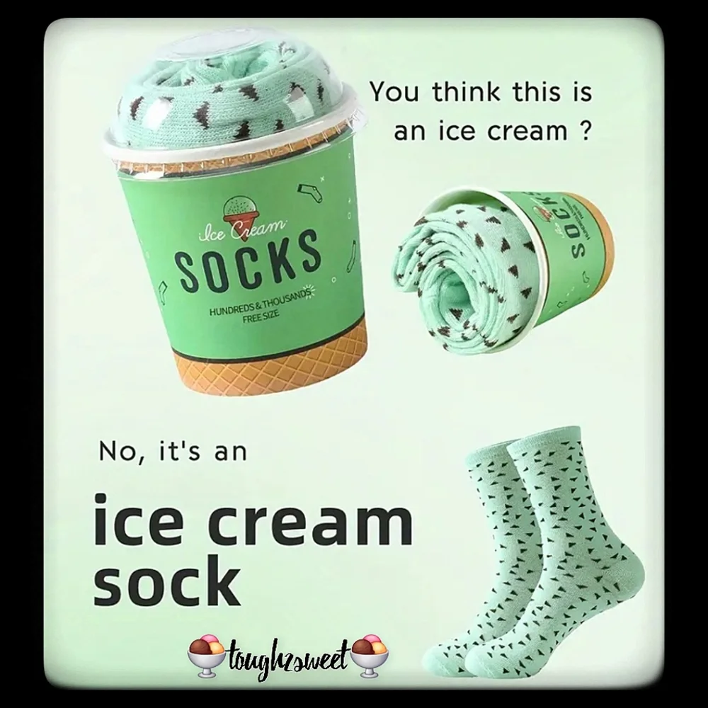 🆕️MINT CHOCOLATE CHIP ICE CREAM CREW SOCKS 1 PAIR IN 